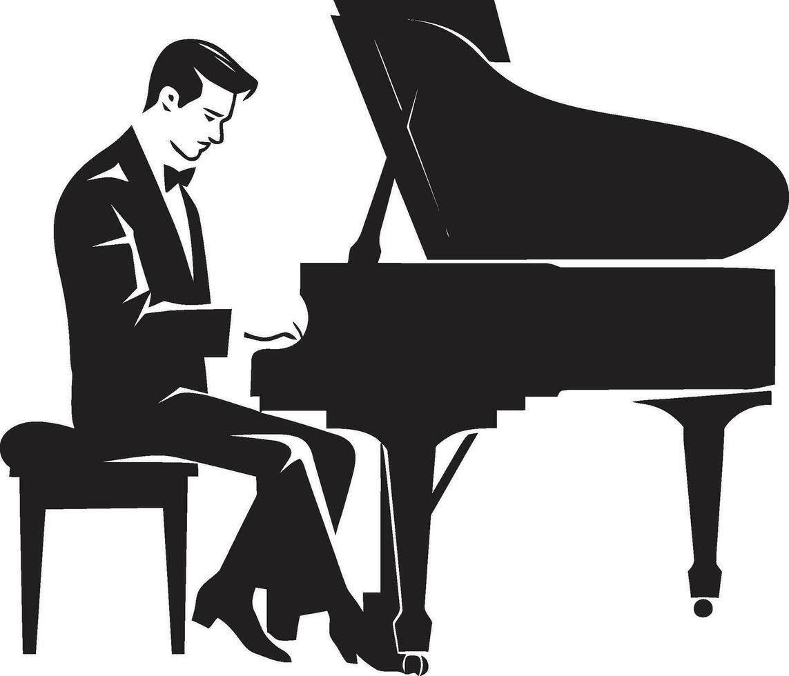rytmisk pianist vektor svart design piano herravälde svart vektor ikon