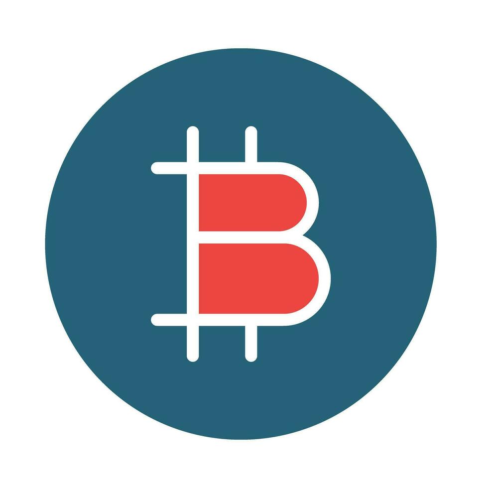 Bitcoin Glyphe zwei Farbe Symbol Design vektor