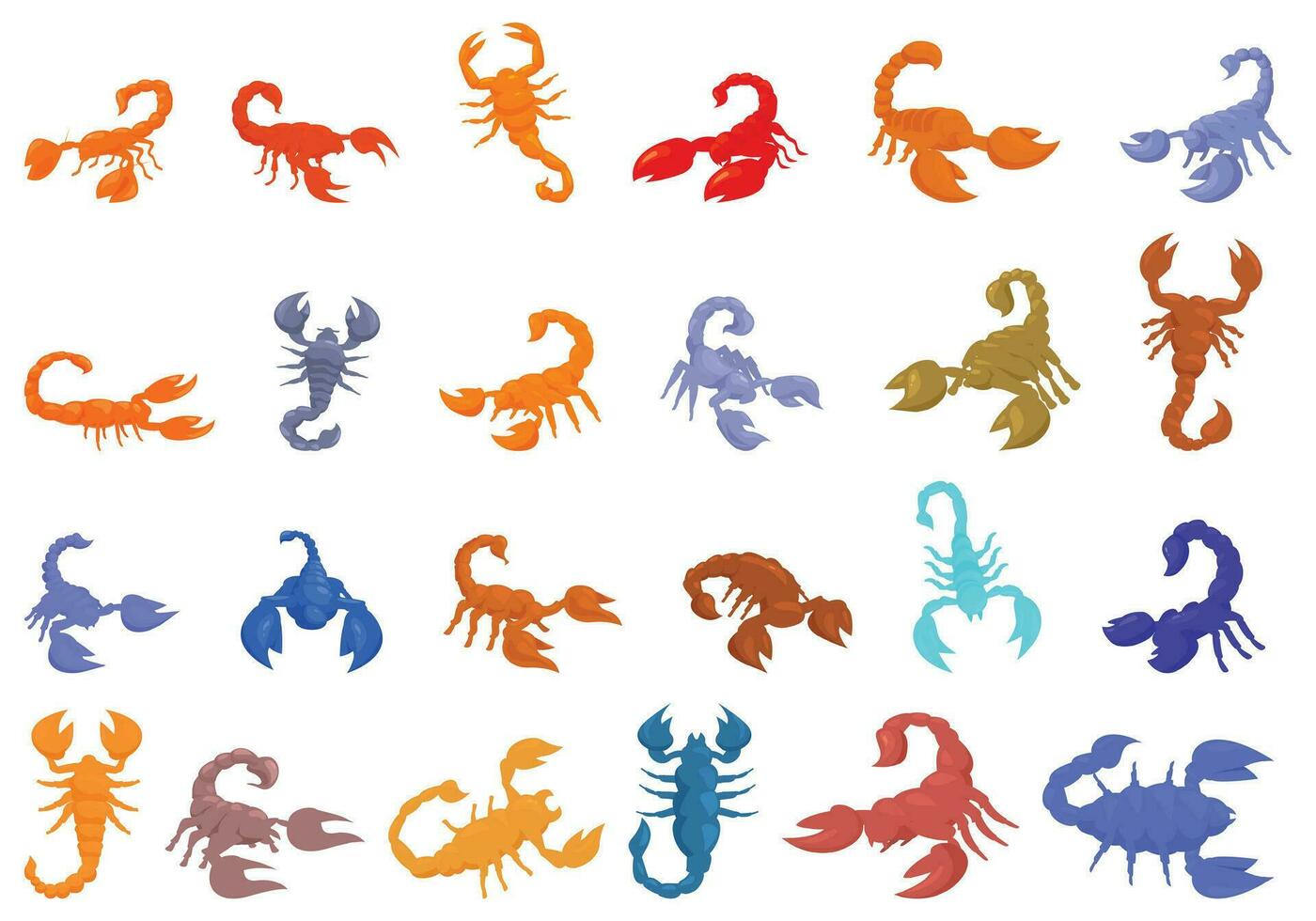 Skorpion Symbole einstellen Karikatur Vektor. Tier Natur Wüste vektor