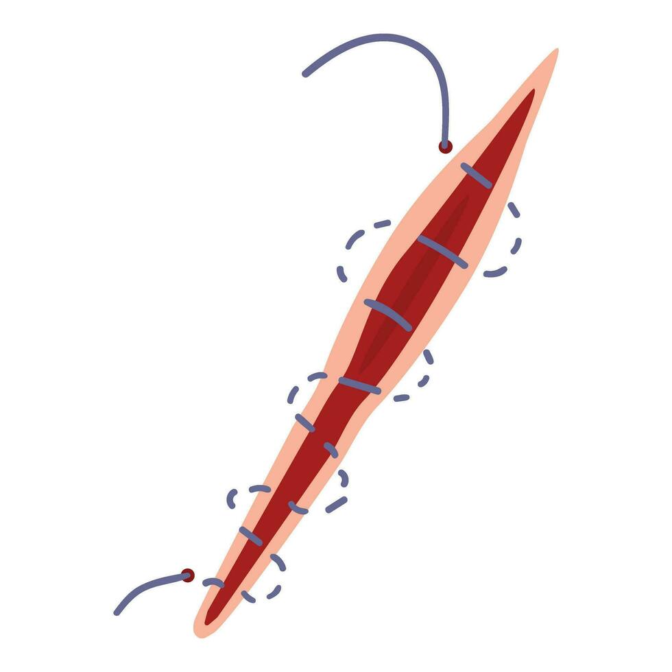 Naht Skalpell Werkzeug Symbol Karikatur Vektor. medizinisch Einschnitt vektor