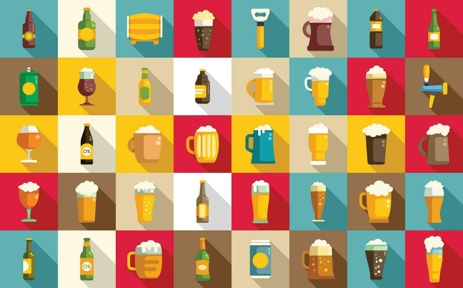 alkoholfri öl ikoner uppsättning platt vektor. kan flaska dryck vektor