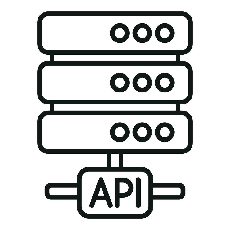 api Server Daten Symbol Gliederung Vektor. Ausrüstung Hosting Bedienung vektor