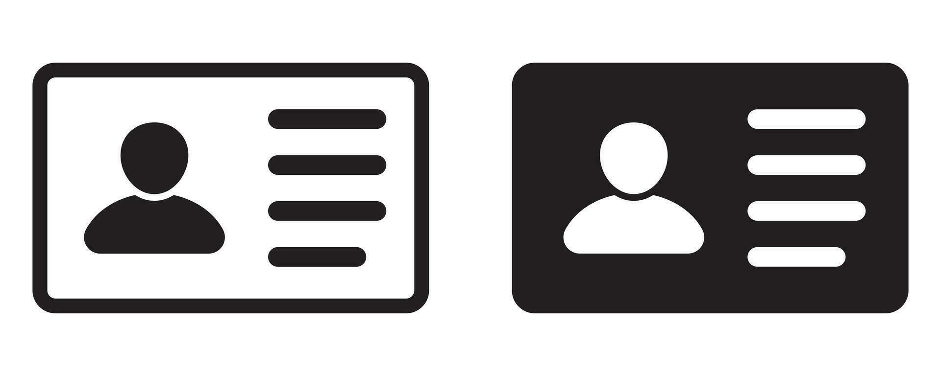 id kort ikon. anställd kontorist kort, förare licens, Identifiering kort, personal Identifiering kort symbol. design för hemsida och mobil app. vektor