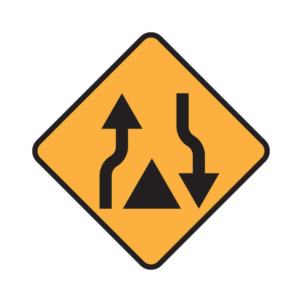 der Verkehr Zeichen Symbol, Dual Fahrbahn Ende Zeichen vektor