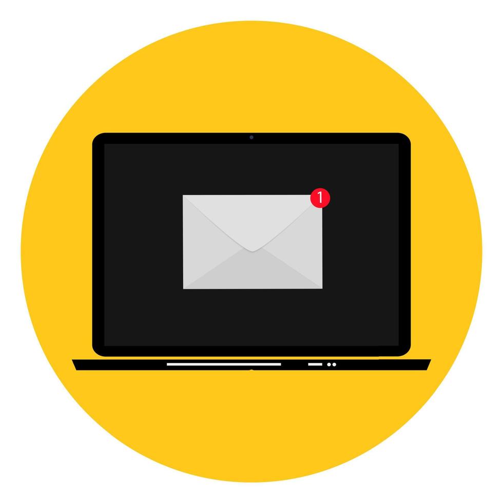 E-Mail-Marketing-Konzept flacher Hintergrund mit Laptop. vektor