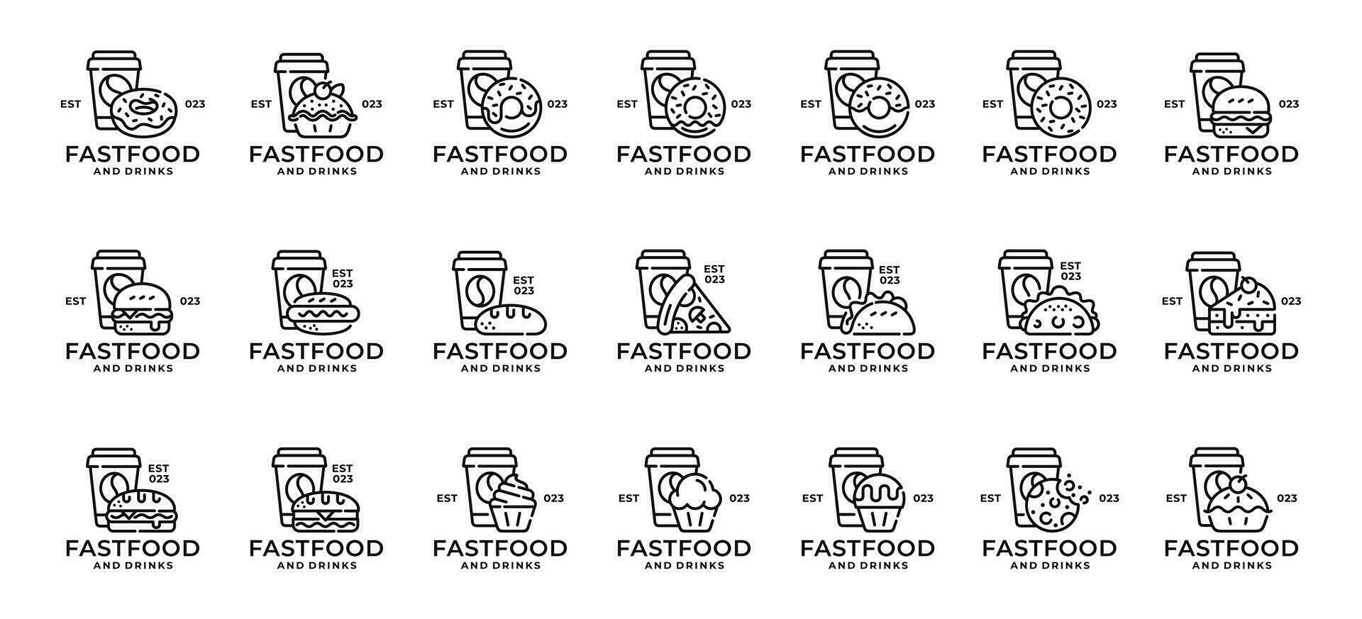 snabb mat logotyp uppsättning design vektor illustration