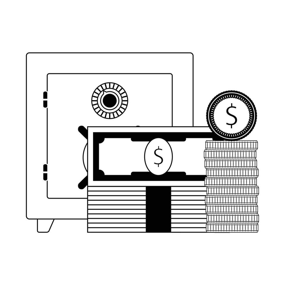 Anzahlung sicher Kasten. Lager Finanzen linear Stil. Vektor Illustration