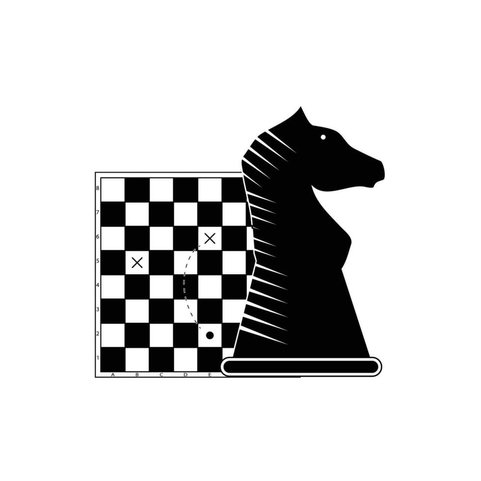 företag strategi, schackbräde och figur häst. vektor planera företag illustration