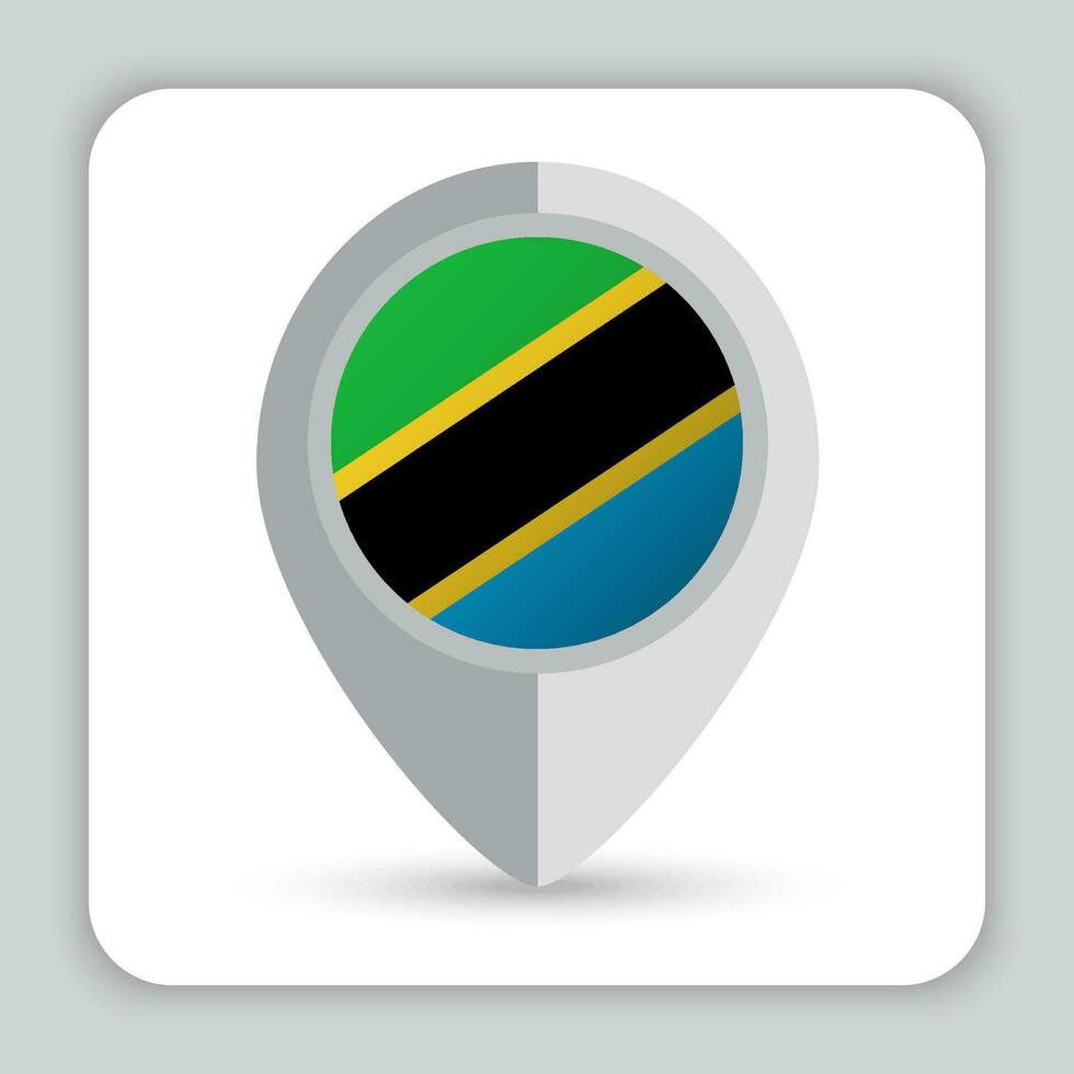 Tansania Flagge Stift Karte Symbol vektor