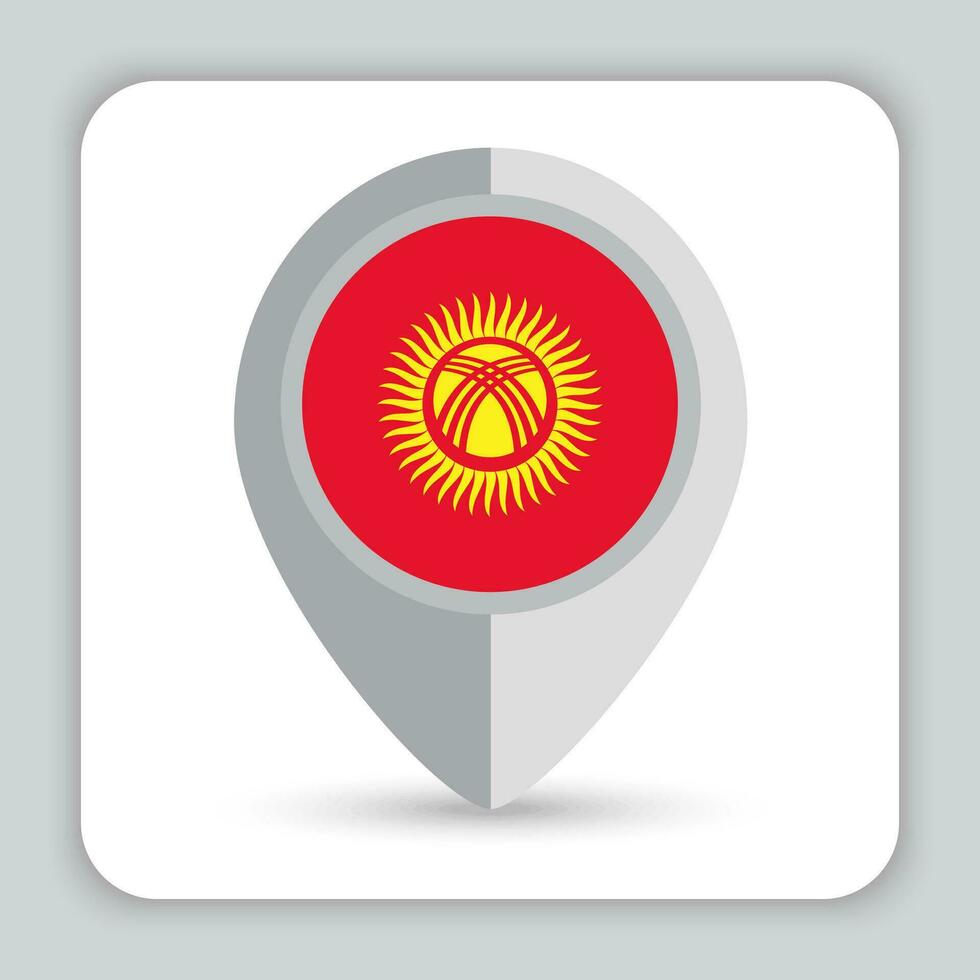kyrgyzstan flagga stift Karta ikon vektor