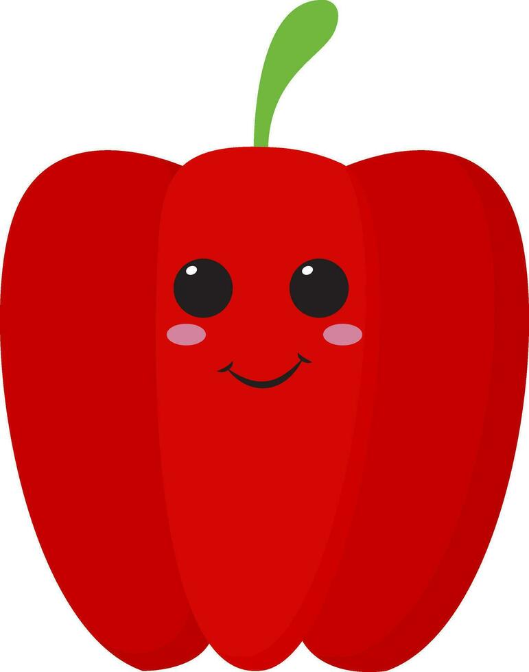 Emoji von das lächelnd rot Glocke Pfeffercartoon Paprika, Vektor oder Farbe Illustration