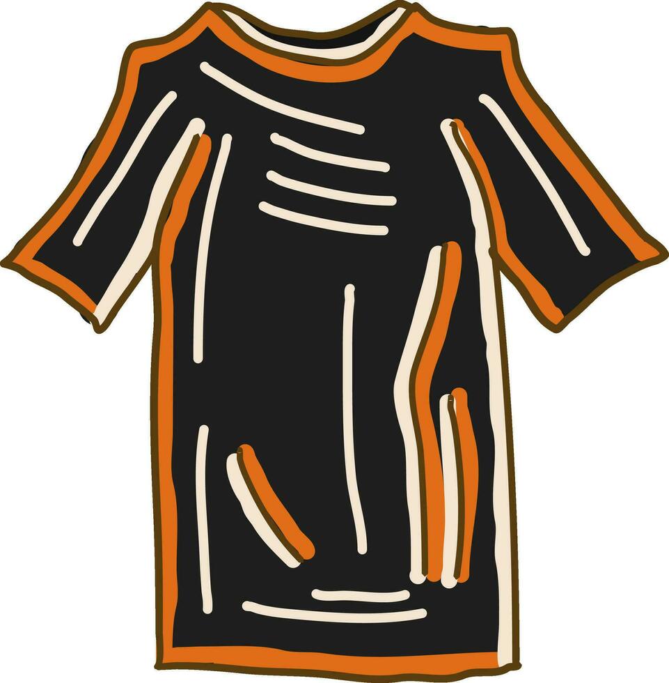 schwarz T-Shirt, Illustration, Vektor auf Weiß Hintergrund.