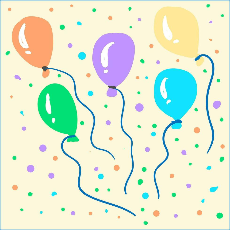 Banner mit bunt Luftballons und Konfetti zu feiern glücklich Momente Vektor Farbe Zeichnung oder Illustration