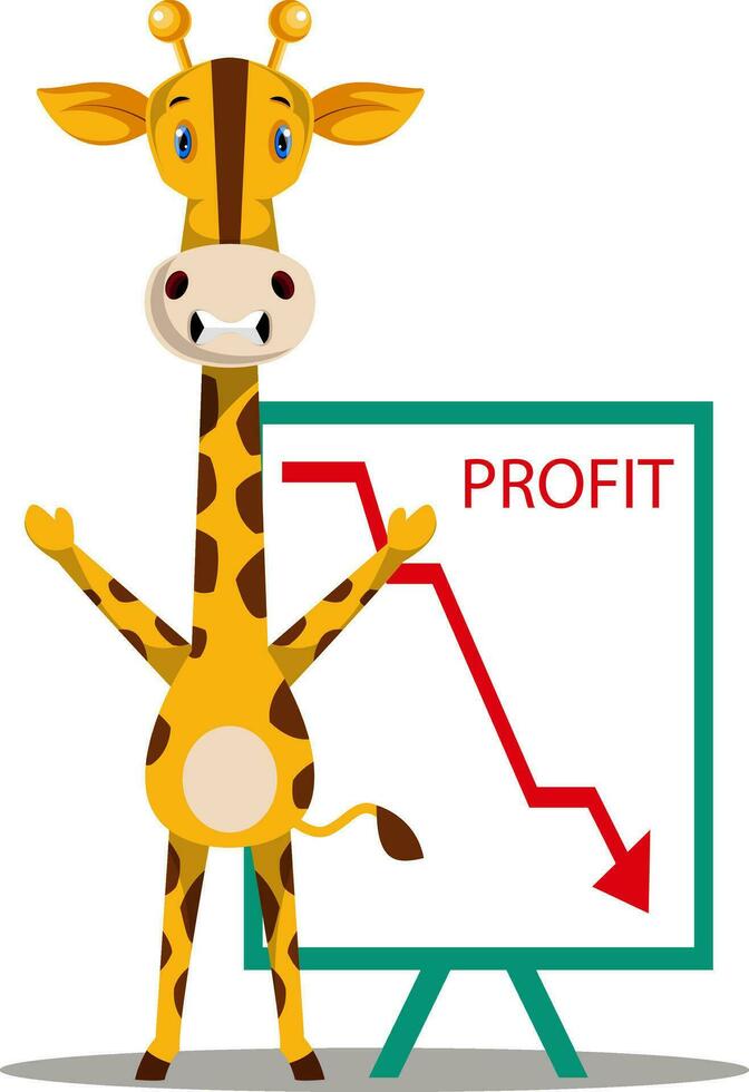 giraff med vinst släppa, illustration, vektor på vit bakgrund.