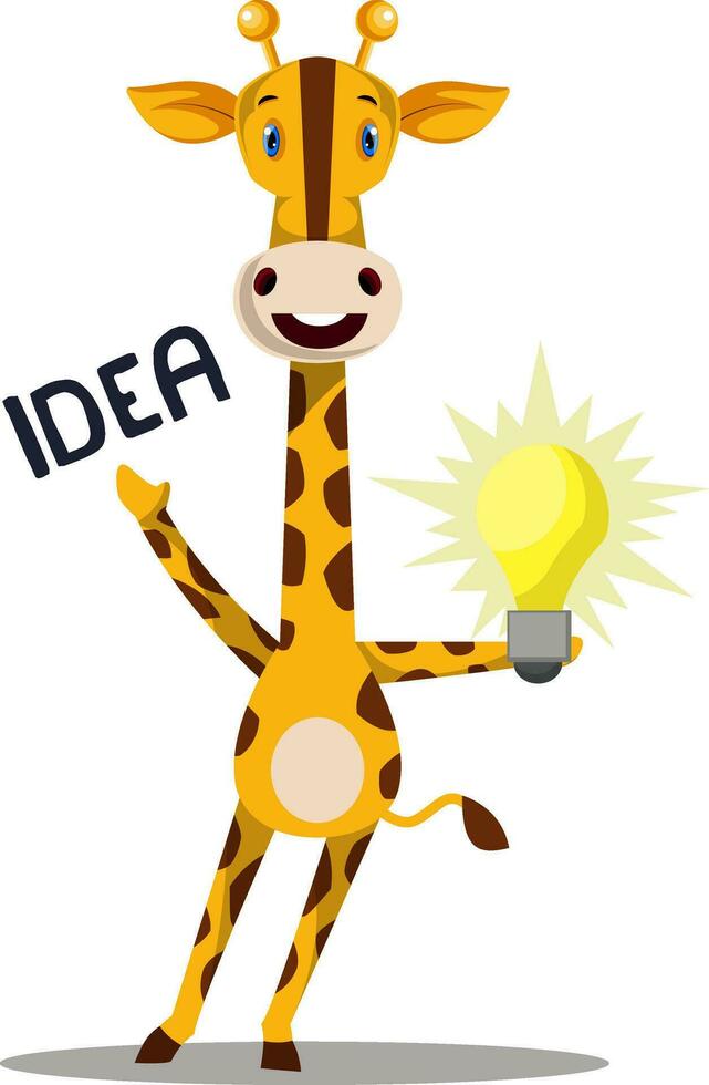 Giraffe mit Idee, Illustration, Vektor auf weißem Hintergrund.