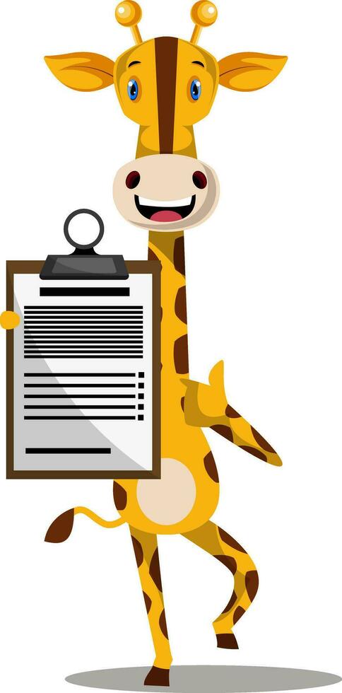 Giraffe mit Zeitplan, Illustration, Vektor auf weißem Hintergrund.