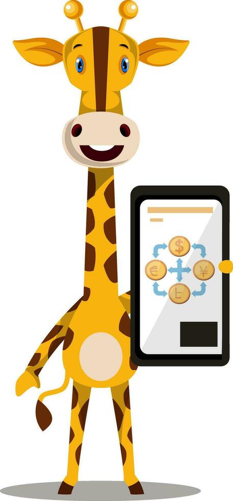 Giraffe mit Notiz, Illustration, Vektor auf weißem Hintergrund.