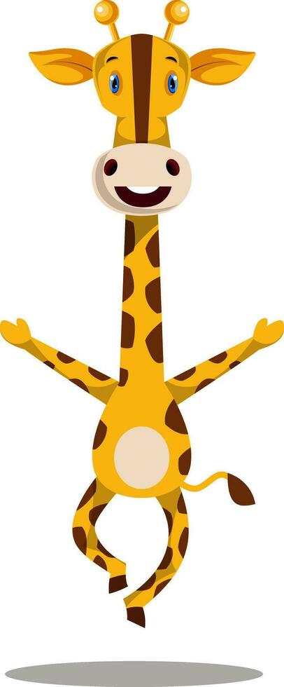 Springen Giraffe, Illustration, Vektor auf Weiß Hintergrund.