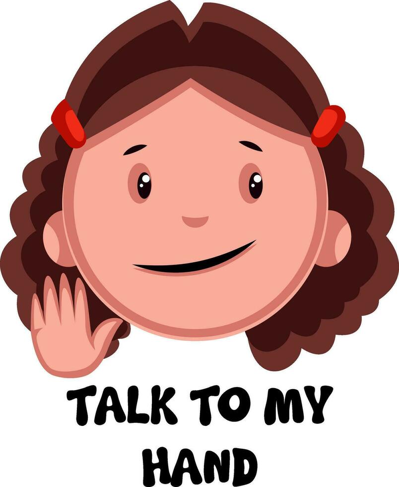 Rede mit meiner Hand Mädchen Emoji, Illustration, Vektor auf weißem Hintergrund.