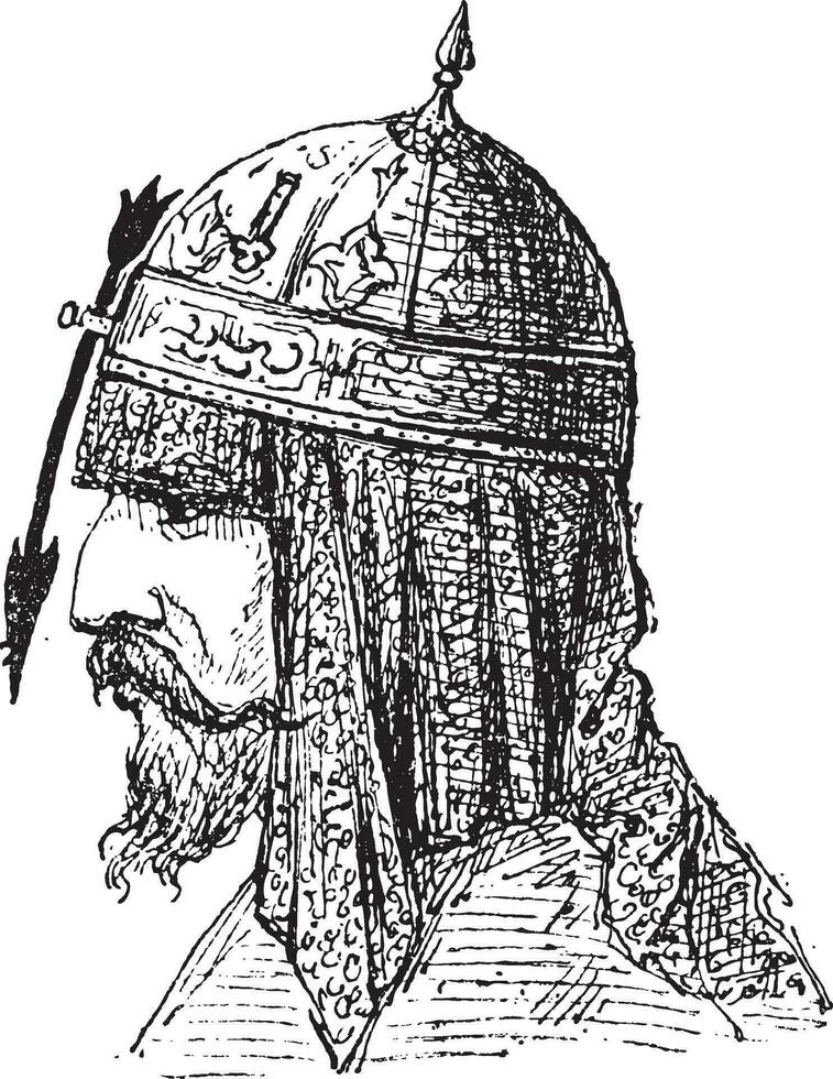 Nasal- Helm, Jahrgang Gravur vektor