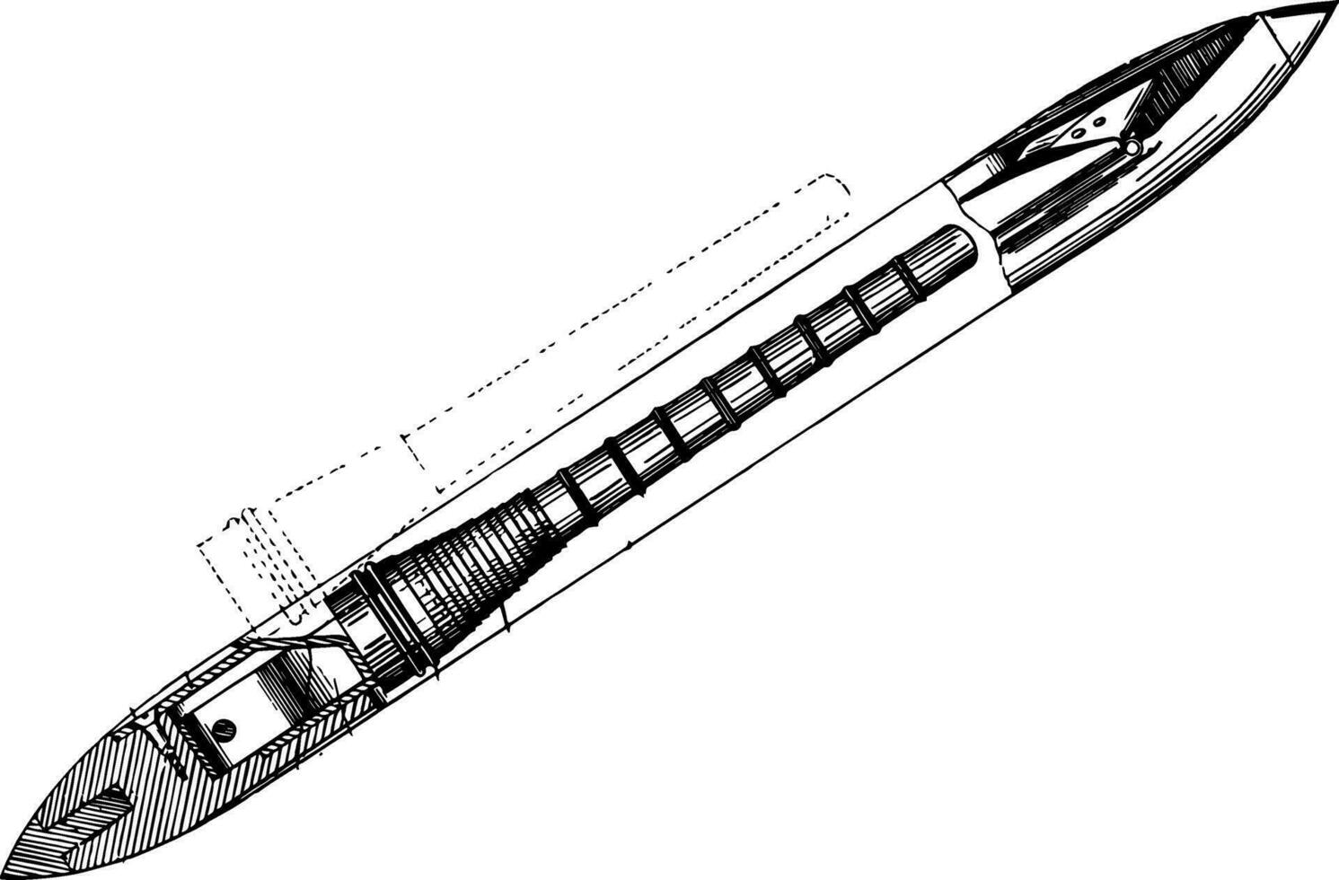 shuttle för vävstolar, årgång illustration. vektor