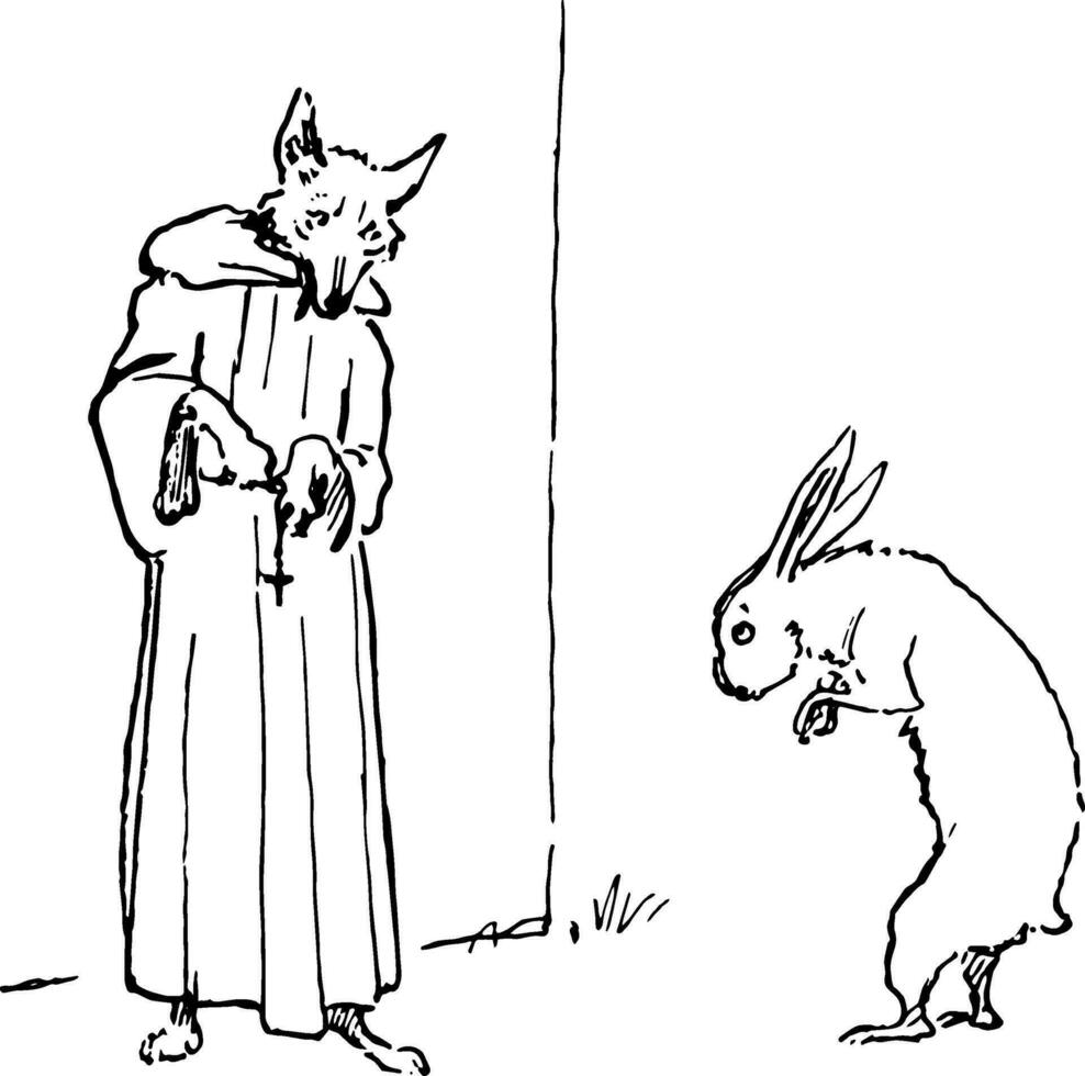 reynard de räv laprell de kanin årgång illustration vektor