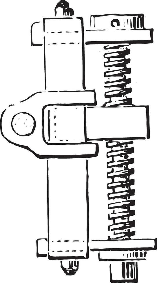 Elevation von ein Regler hat Fest Schraube Nuss und Strom ohne drehen, Jahrgang Gravur. vektor