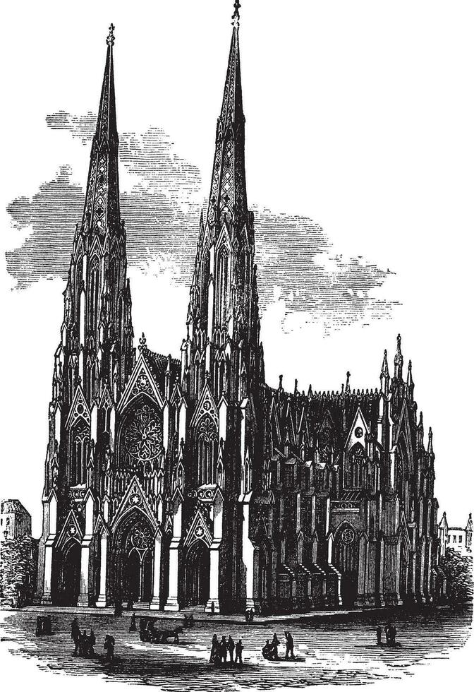 helgon Patricks katedral i armagh, Irland, årgång graverat illustration vektor