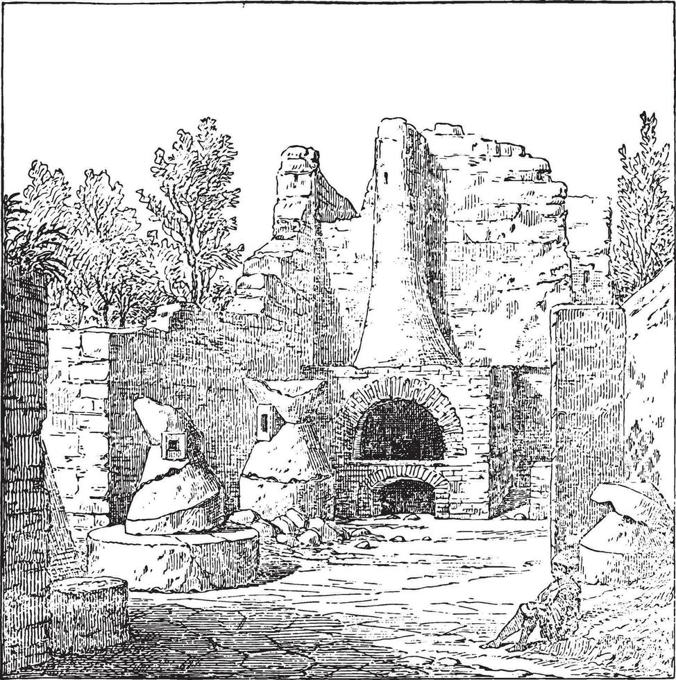 Bäckerei im Pompeji, Jahrgang Gravur. vektor