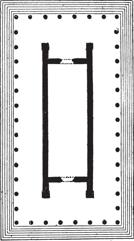 tempel pseudodipteral, tempel av diana, till magnesia, årgång gravyr. vektor