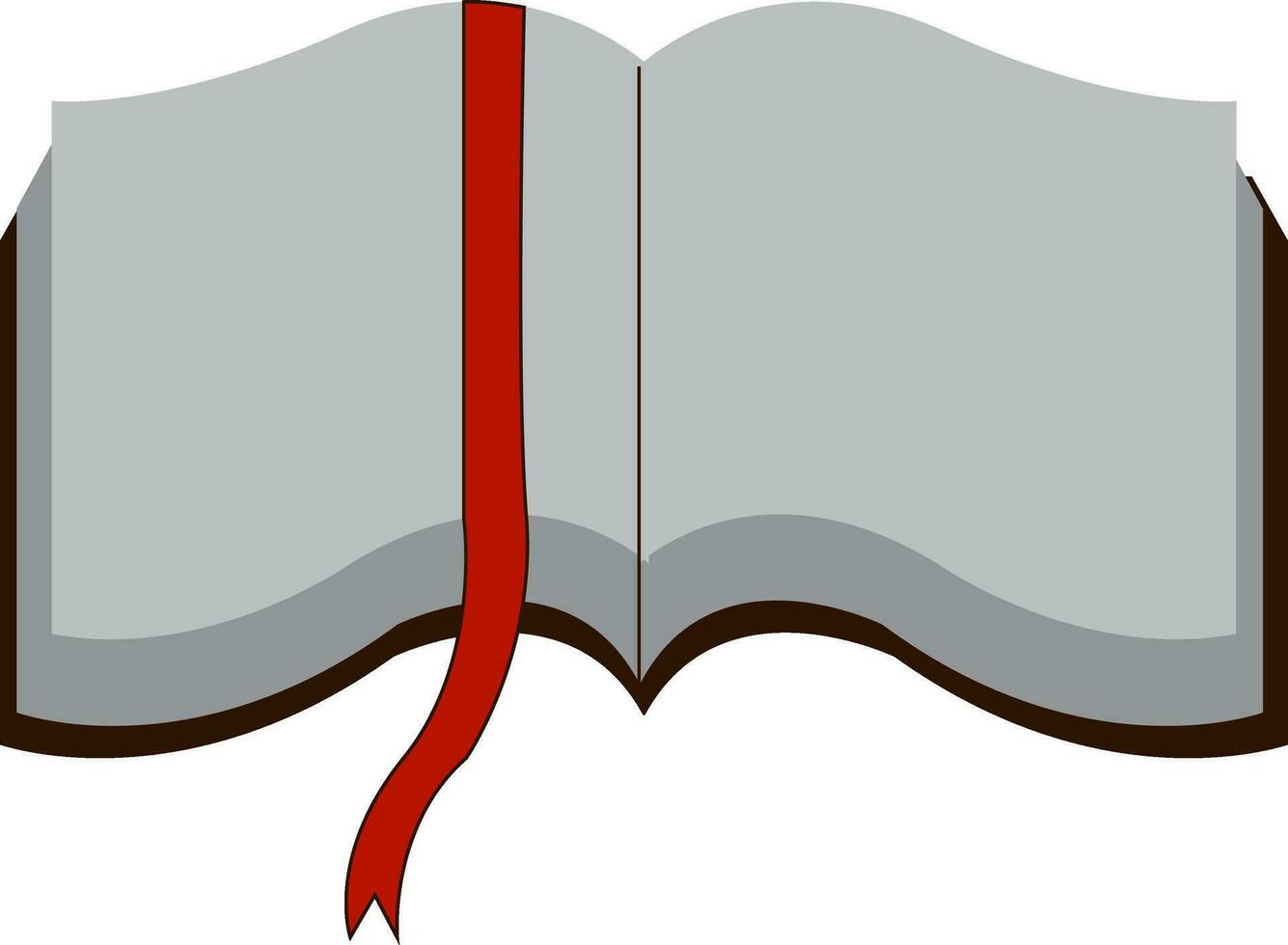 öffnen Buch mit Weiß Seiten und rot Seite Marker Vektor Illustration auf Weiß Hintergrund.
