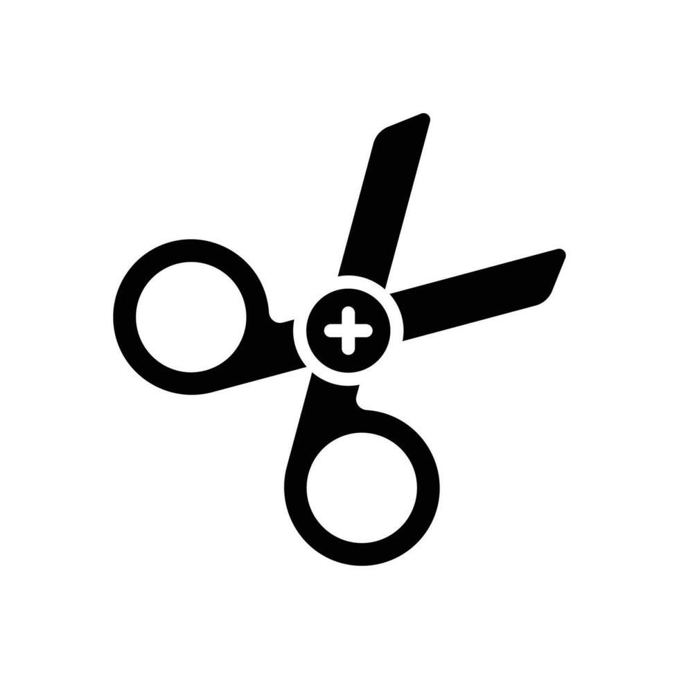 Schere Symbol. Vektor Glyphe Symbol zum Ihre Webseite, Handy, Mobiltelefon, Präsentation, und Logo Design.