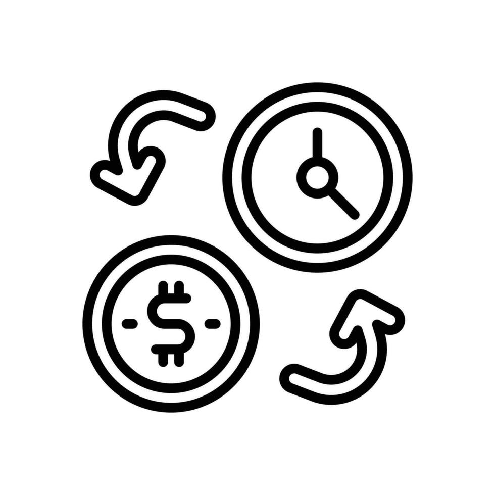 Zeit ist Geld Symbol. Vektor Linie Symbol zum Ihre Webseite, Handy, Mobiltelefon, Präsentation, und Logo Design.