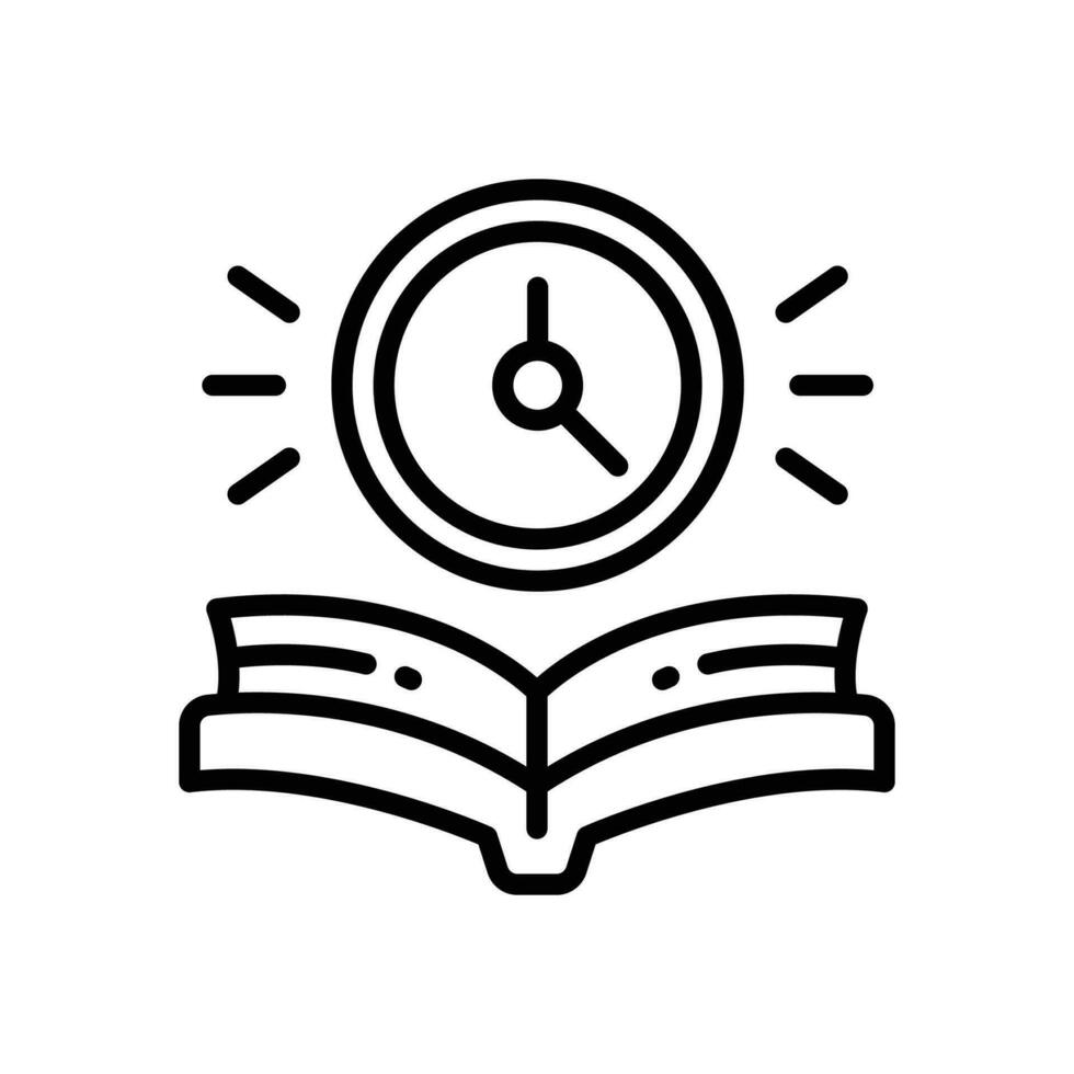 Buch Zeit Symbol. Vektor Linie Symbol zum Ihre Webseite, Handy, Mobiltelefon, Präsentation, und Logo Design.