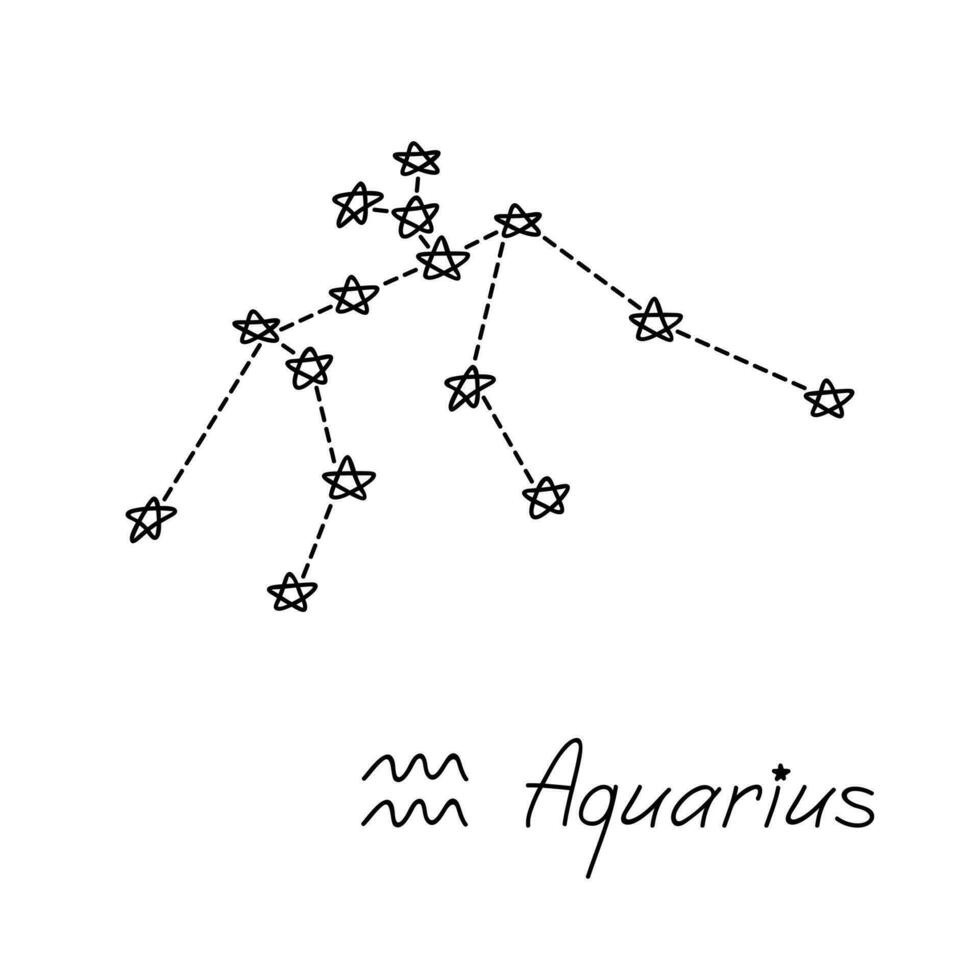 handgezeichnetes Wassermann-Sternzeichen-esoterisches Symbol-Doodle-Astrologie-Clipart-Element für Design vektor