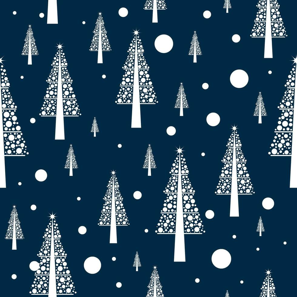 das schön einfach nahtlos Weihnachten Muster mit Weiß Tannenbaum auf das Blau Hintergrund vektor
