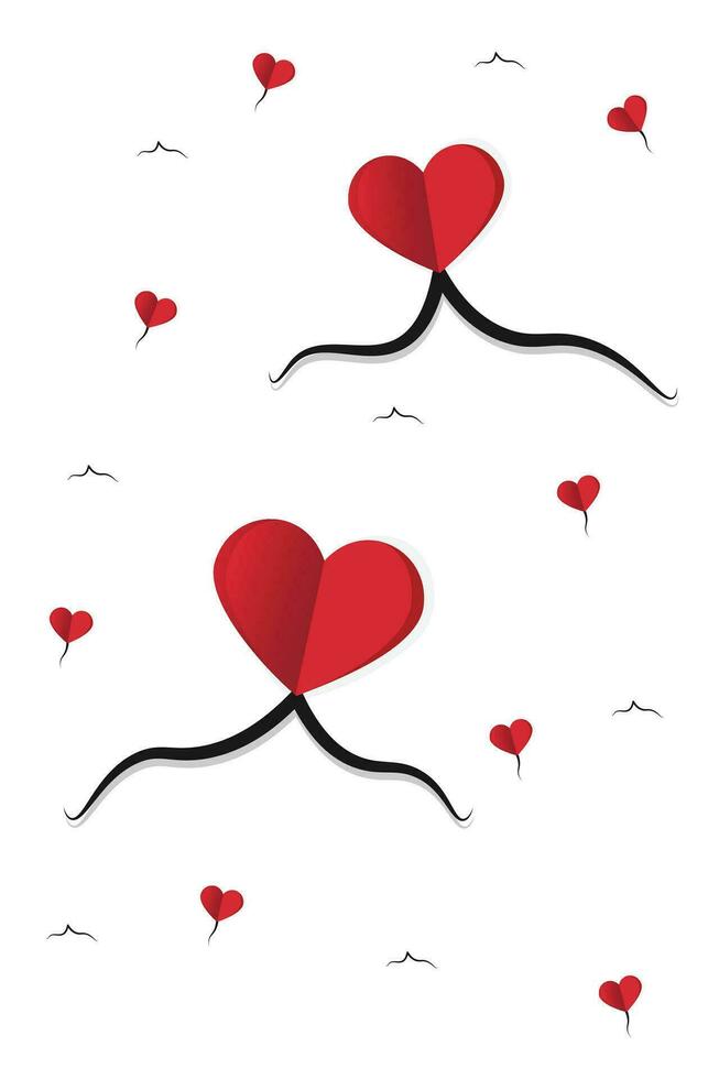 vågig linje med hjärtan röd romantisk symbol vektor