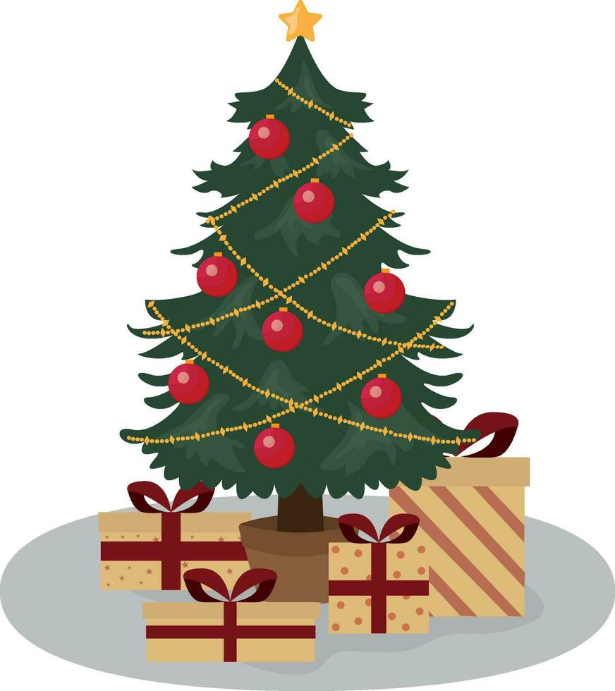 jul träd med gåvor. festlig humör. vektor. vektor