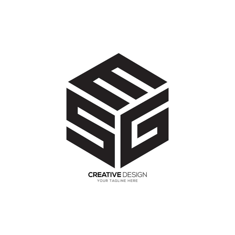 Brief s m G sechseckig gestalten Initiale abstrakt Monogramm Logo Design vektor