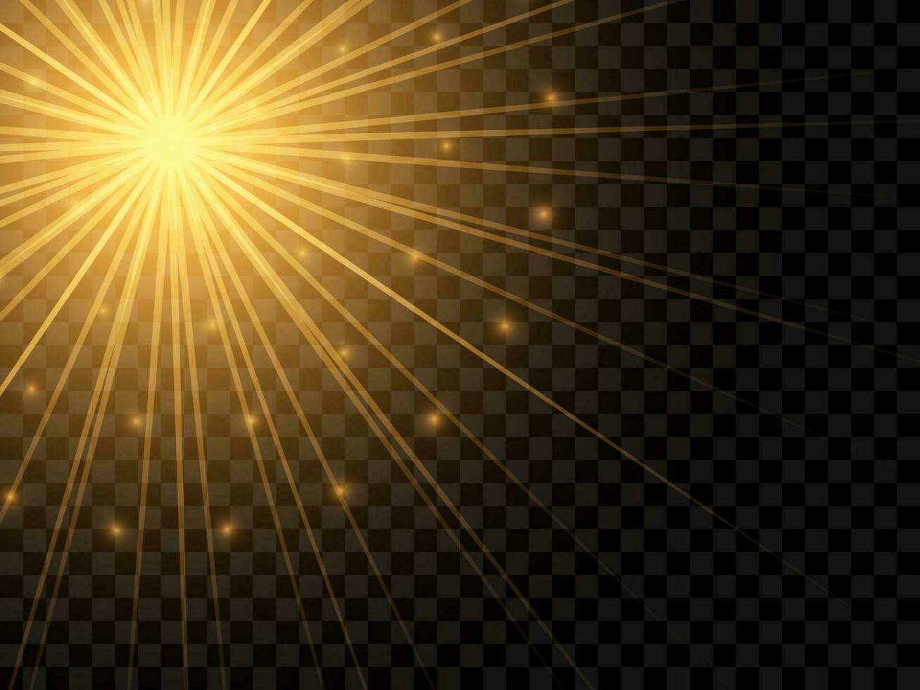 solljus på en bakgrund. isolerat gul strålar av ljus. vektor illustration