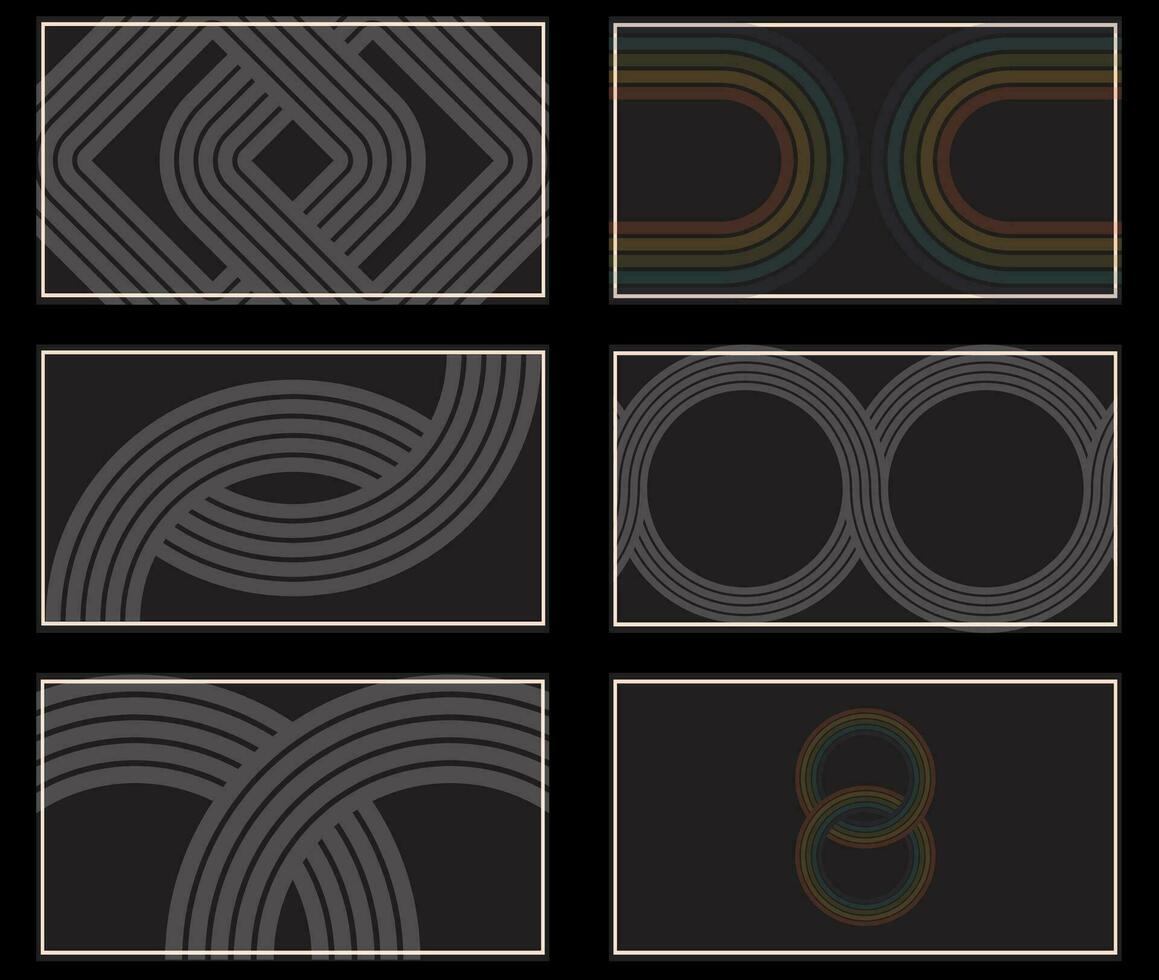 abstrakt vektor bakgrund uppsättning innehålla svart och vit abstrakt geometrisk mönster, regnbåge retro stil isolerat i svart