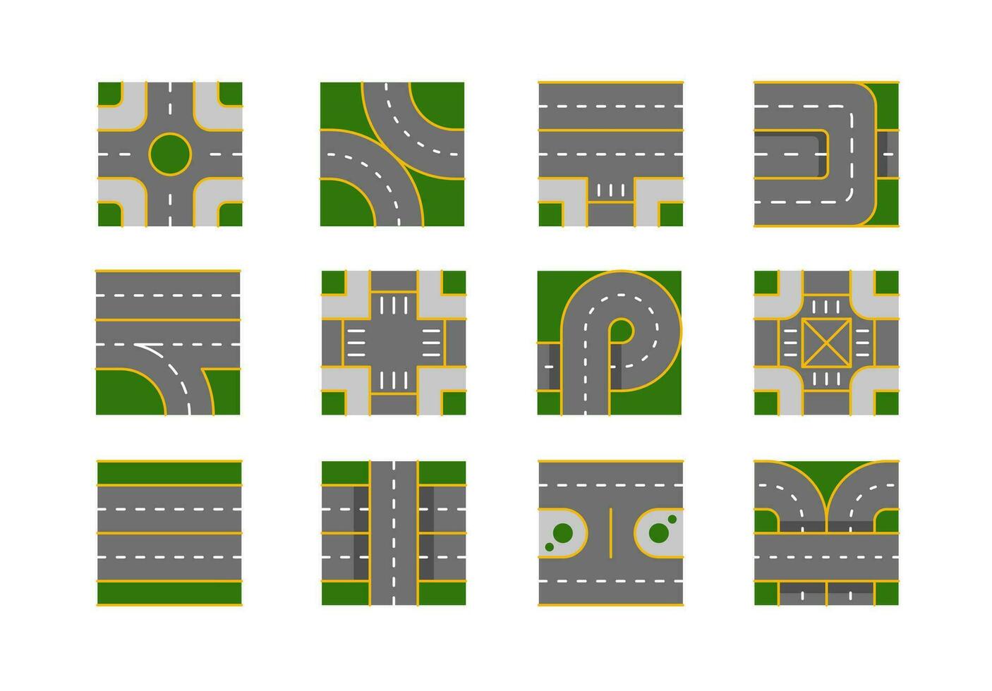 Straße und Autobahn Symbole einstellen Elemente vektor