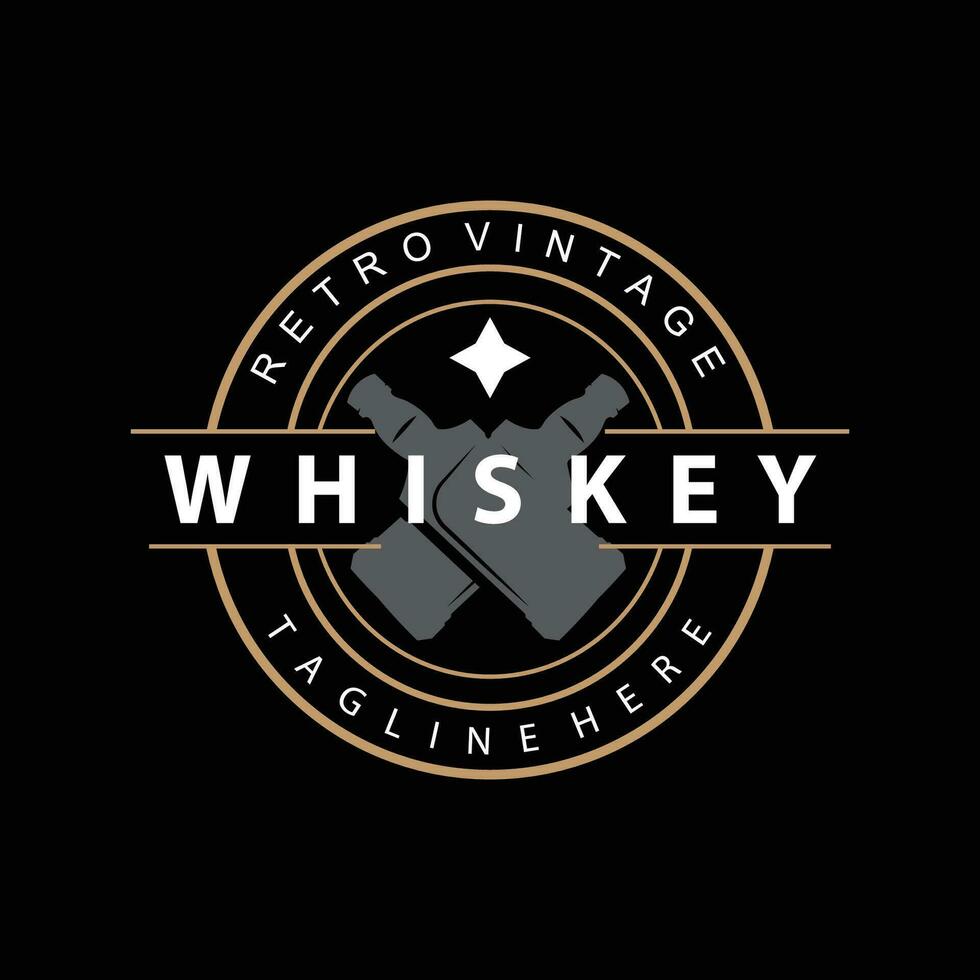 Whiskey Logo Design alt trinken Flasche einfach Stil retro Jahrgang Bar Restaurant Schablone Illustration vektor