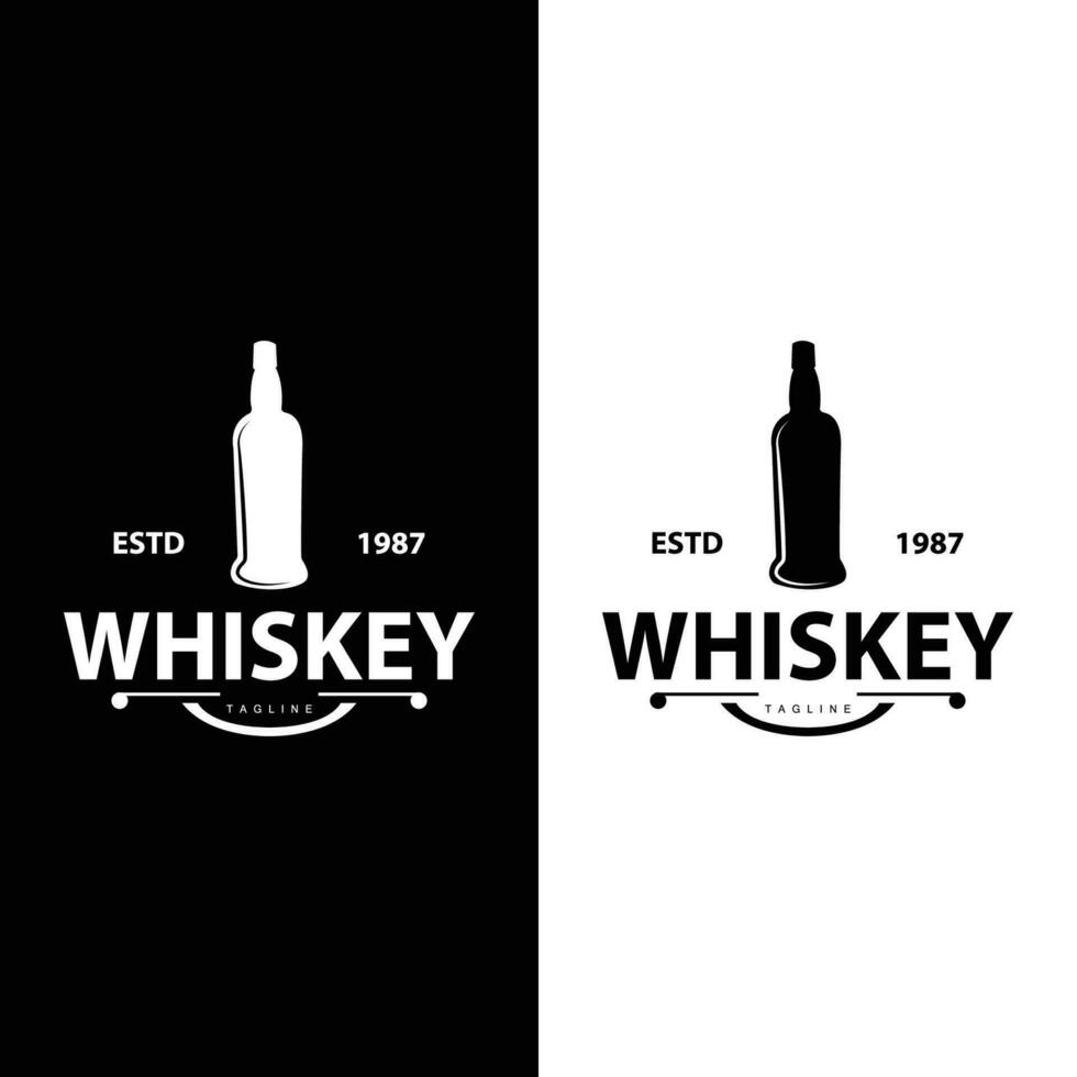 Whiskey Logo Design alt trinken Flasche einfach Stil retro Jahrgang Bar Restaurant Schablone Illustration vektor