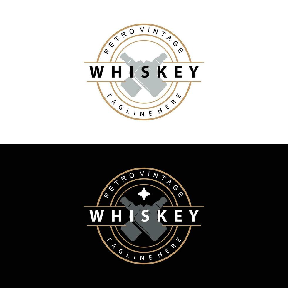 whisky logotyp design gammal dryck flaska enkel stil retro årgång bar restaurang mall illustration vektor