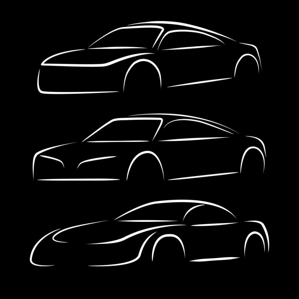 sporter bil logotyp ikon uppsättning. motor fordon återförsäljare emblem. minimalistisk översikt konst vektor