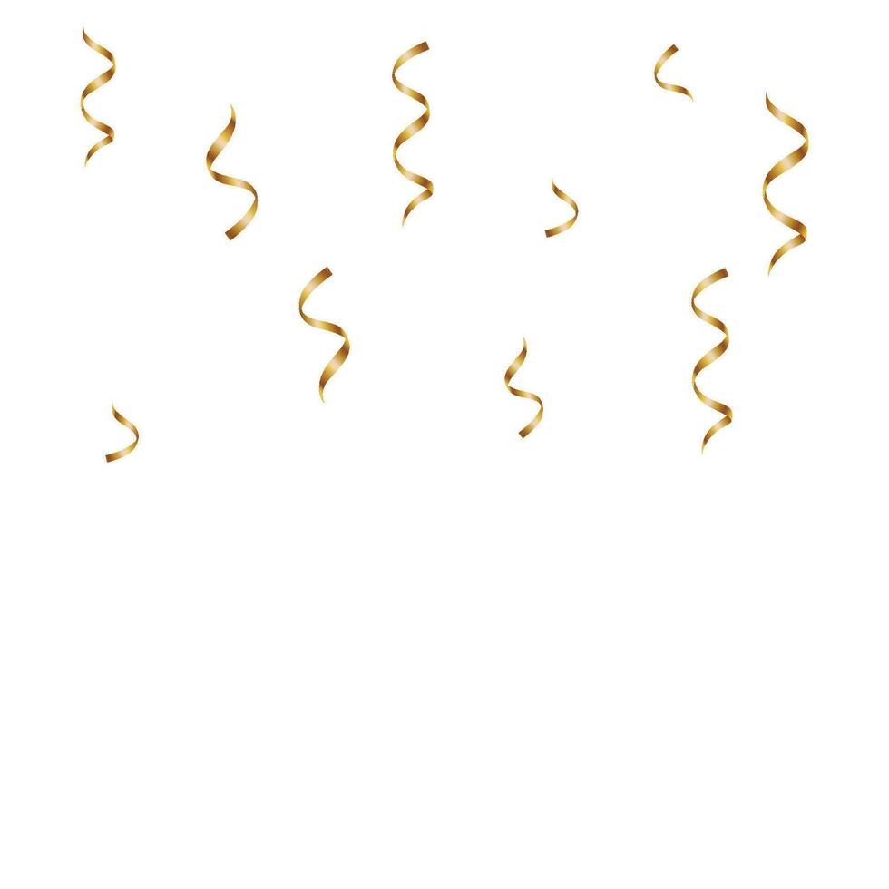 Vektor fallen golden Konfetti Bänder auf Weiß Hintergrund