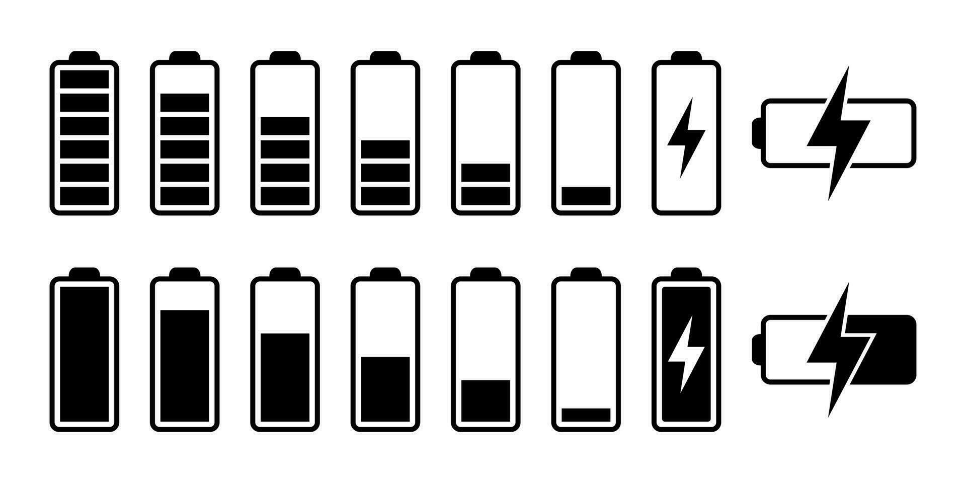 Batterie Laden Symbol. Batterie aufladen Indikator Symbole, Vektor Grafik.