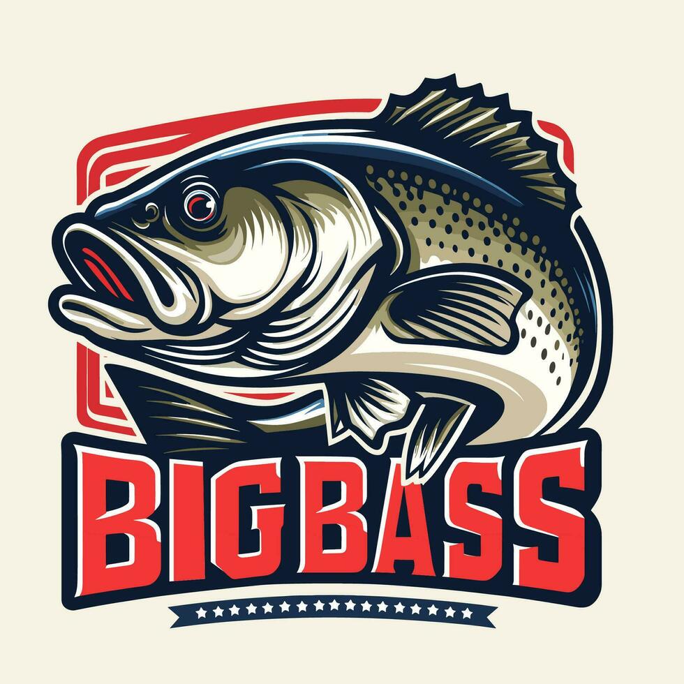 vektor stor bas fisk tshirt design illustration