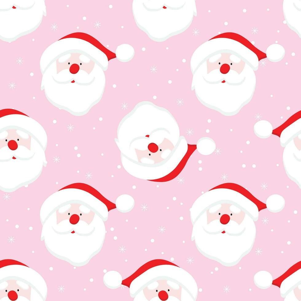 heiter Santa Gesicht mit Schneeflocken auf Blau Hintergrund. Weihnachten nahtlos Muster zum Gruß Karte, Verpackung Papier, , Stoffe, Zuhause Dekor, Scrapbooking vektor